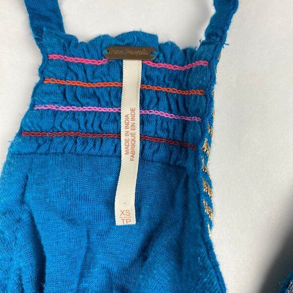 Free People Lovers Cove Mini Dress Size XS Teal Embroidered - Picture 11 of 16